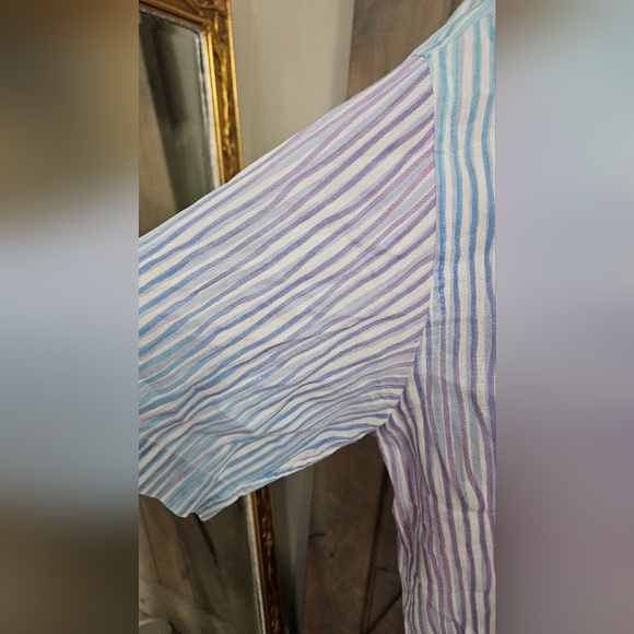 ST. CROIX Striped Linen/cotton pastel short sleeve button up shirt. Size XXL - Picture 7 of 9